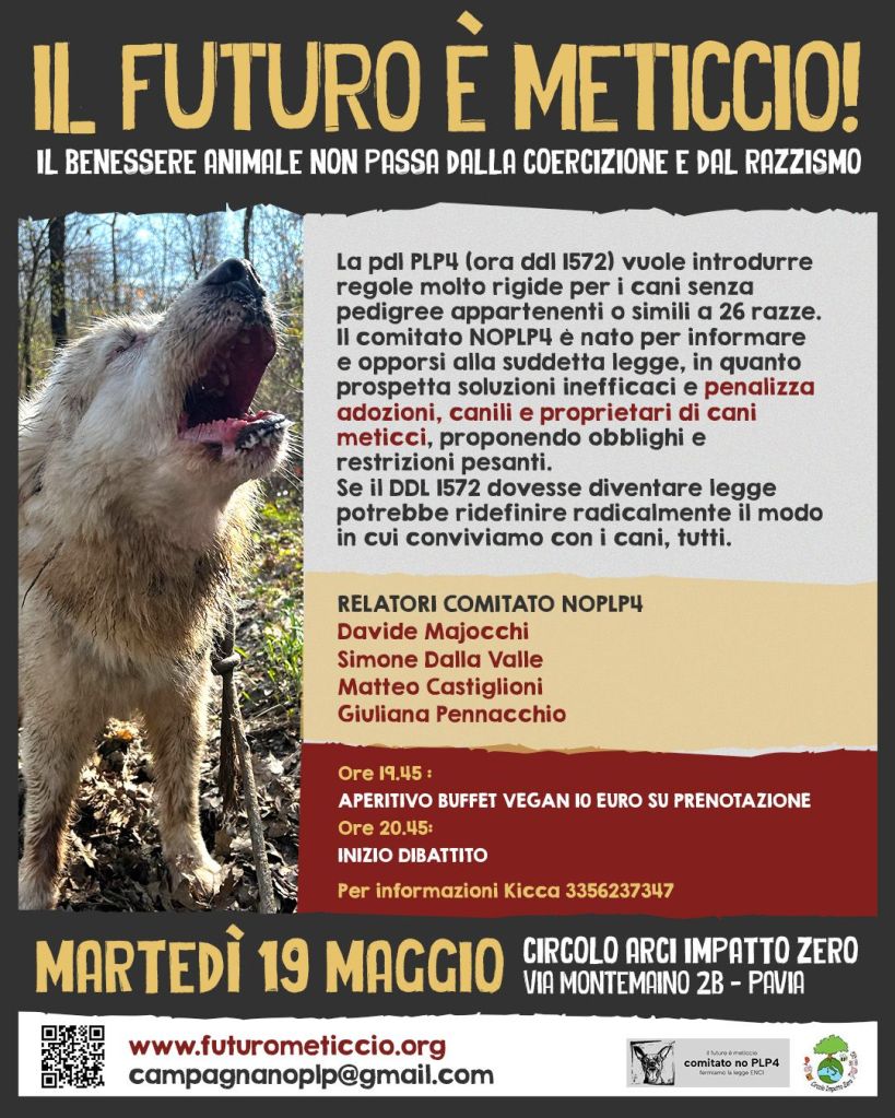 il futuro è meticcio, il benessere animale non passa dalla coercizione e dal razzismo, NOPLP, NO LEGGE ENCI, noddl1572